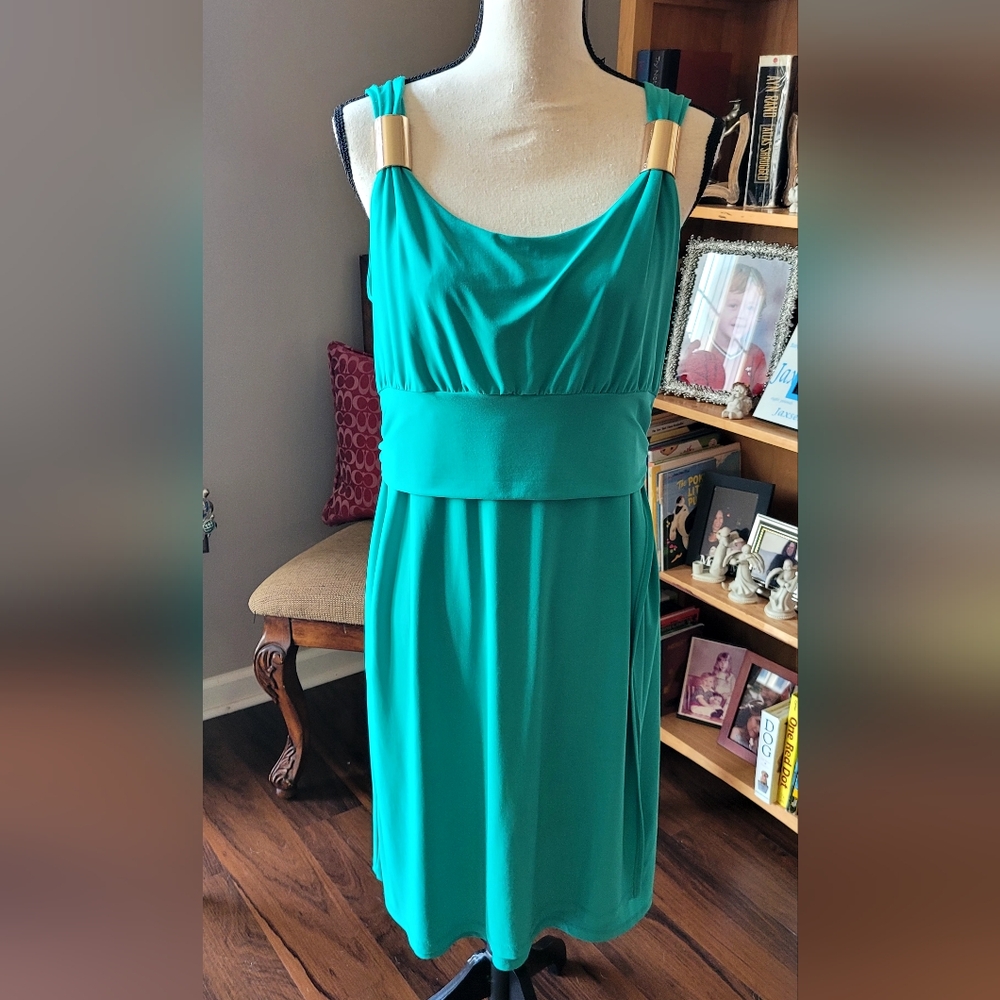Japanese Weekend Teal Maternity Midi Dress With Hidden Breast Feeding Panels